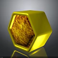 Yellow Hexagonal Component With Textured Interior And Shiny Reflective Surface