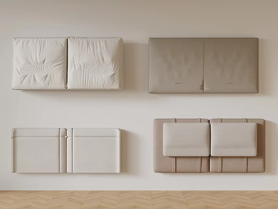 Modern Upholstered Headboard Designs in Soft Tones and Various Textures for Bedrooms 3d model