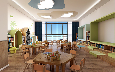 Modern Kindergarten Reading Room 3d model