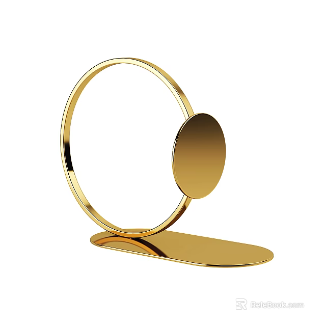 Golden Modern Decorative Ornament Set With Circular Ring Plate And Minimalist Home Decor Design 3d model 