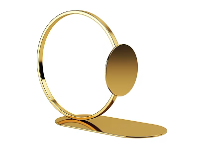 Golden Modern Decorative Ornament Set With Circular Ring Plate And Minimalist Home Decor Design 3d model