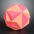 Pink And Orange Geometric Polyhedron Decorative Ornament Set With Shiny Surface For Modern Home Decor