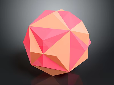 Pink And Orange Geometric Polyhedron Decorative Ornament Set With Shiny Surface For Modern Home Decor 3d model
