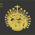 Luxurious Golden Ornate Crown With Cross Star Decorations And Intricate Design