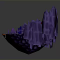 Purple Cave 3D Model Scene With Red Structures And Orange Black Track 3d model