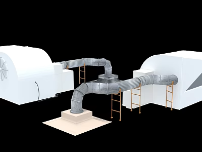 Industrial Processing Equipment With Metal Pipes And Steel Support Structures 3d model