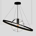 Modern Chandelier With Spherical Glass Shade And Circular Metal Ring Design