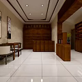 Traditional Chinese Interior Design With Wooden Furniture Calligraphy Paintings And White Tile Floor