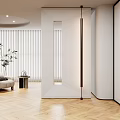 Modern Entryway Hallway Interior With Sliding Mirror Door Sofa And Potted Plant
