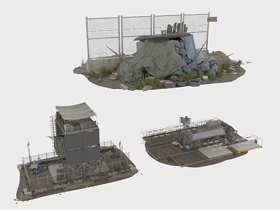 Industrial Equipment With Fence Tower Operation Platform And Metal Structures 3d model