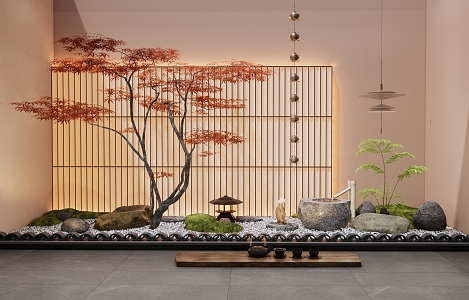 Japanese-style landscape sketch interior landscape landscaping 3d model