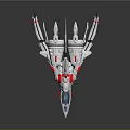 Future Spacecraft Design With Sleek Silver Body Red Accents And Transparent Cockpit