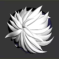 3D Character Design With White Hair Blue Eyes And Purple Scarf