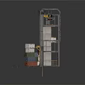 Industrial Facility Model Featuring Metal Frame Structure Mechanical Equipment And Concrete Blocks