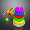 Colorful Children's Educational Toys With Stacking Rings And Wooden Xylophone