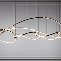 Modern Curved Chandelier With Gold And Black Sleek Lines For Interior Design