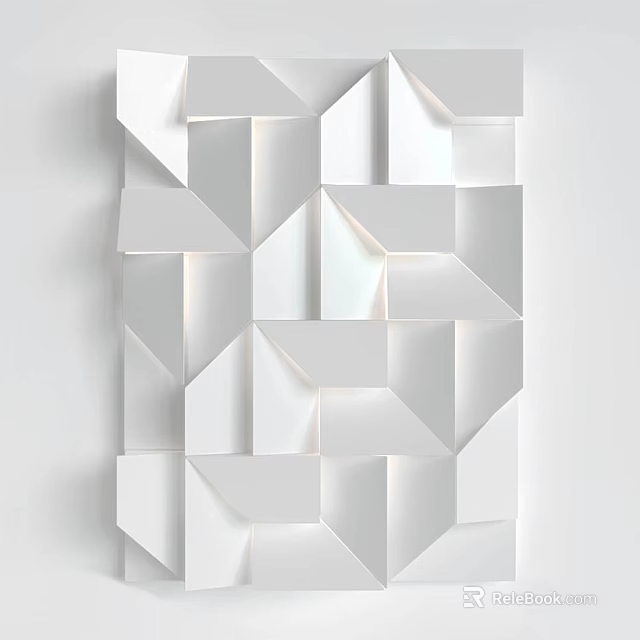 White Geometric 3D Wall Decor With Modern Minimalist Design For Interior Decoration 3d model
