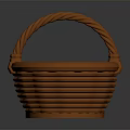 Practical Orange Woven Basket With Handle For Daily Household Storage Use 3d model