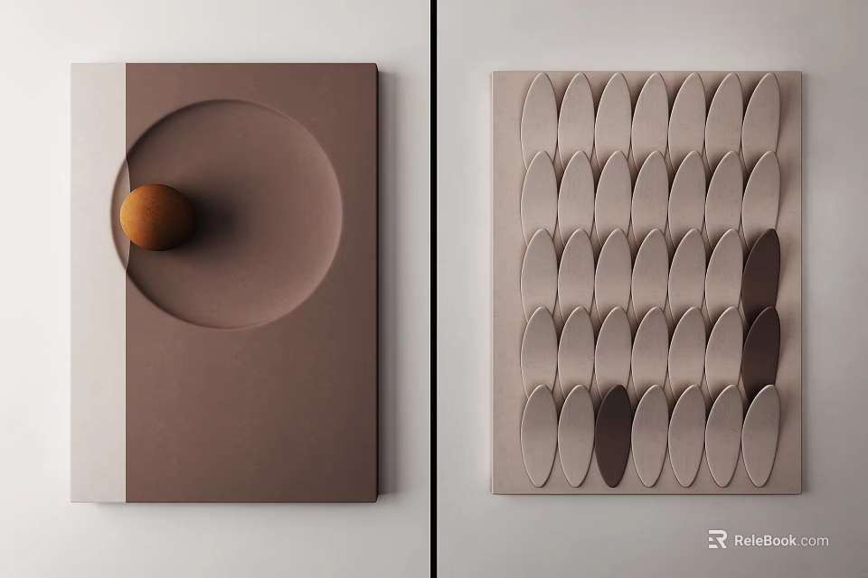 Modern Minimalist Wall Decor Featuring Circular Design And Curved Patterns In Neutral Tones 3d model