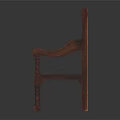 Elegant Wooden Vintage Leisure Chair With Carved Backrest Armrests And Decorative Legs