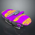 Vibrant Purple And Yellow Patterned Daily Life Product With Silver Accents And Unique Design