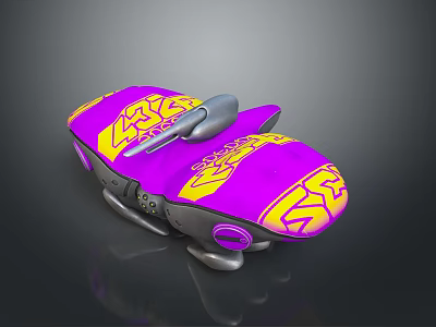 Vibrant Purple And Yellow Patterned Daily Life Product With Silver Accents And Unique Design 3d model