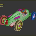 Vintage Silver Race Car With Orange Steering Wheel And Black Tires