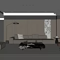 Modern Living Room Interior With Gray Sofa Black Marble Coffee Table And Brown Accent Chair