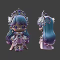 Cute Game And Movie Character With Long Gradient Hair Crown And Butterfly Decorations