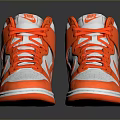 Stylish Orange And White High Top Sneakers With White Laces And Rubber Sole Design