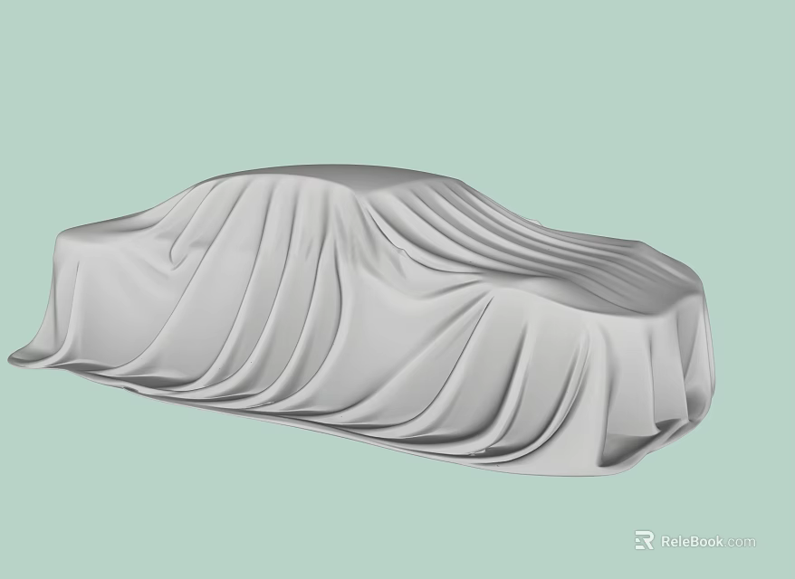 Car Covered With White Soft Fitted Cover Showing Smooth Folds 3d model 