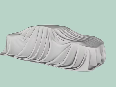 Car Covered With White Soft Fitted Cover Showing Smooth Folds 3d model
