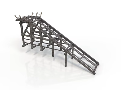 Metal Bridge Frame Structure Featuring Crossed Metal Bars And Support Legs 3d model