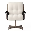 Stylish Black Leather Leisure Chair With Wooden Frame And Metal Swivel Base