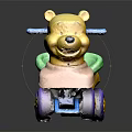 Children's Bear Shaped Toy Car with Green Seat Purple Wheels and Blue Pedal