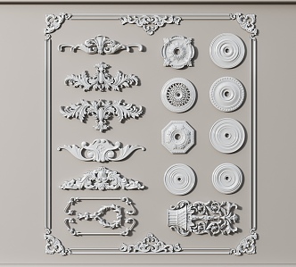 European-style carved lampholder plaster line 3d model