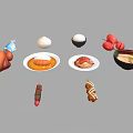 Assorted Delicious Food Selection With Roast Chicken Fish Sausage Ramen Shrimp Crab Apples And Sushi