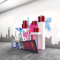 Bilibili Themed Photo Spot With Colorful Blocks TV Shaped Structure And Shanghai Skyline