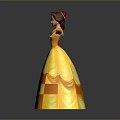 Belle Princess in Yellow Ball Gown with Outstretched Arms and Pleated Skirt Design