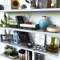 Modern wall shelf bookshelf decoration combination 3d model