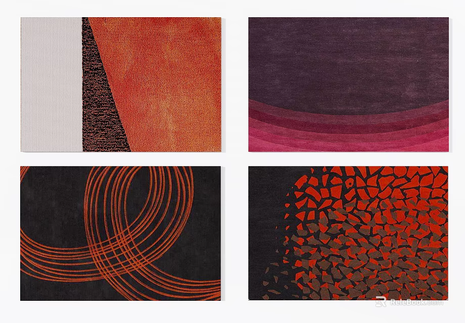 Square Area Rugs With Abstract Geometric Patterns In Modern Design Styles 3d model