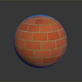 Orange Brick Pattern Sphere With Glossy Surface And Reflective Base
