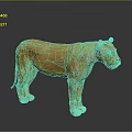 Lifelike Golden Yellow Standing Lion Statue With Realistic Details On Dark Background