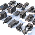 Industrial Equipment Collection Of Black Mechanical Parts And Precision Engineered Components