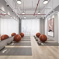 Modern Spacious Fitness Studio With Yoga Mats Exercise Balls Mirrors And Large Windows