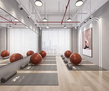 Modern Yoga Studio Yoga Hall Pilates Yoga Classroom 3d model