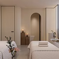 Serene Spa Room With Massage Tables And Bathtub