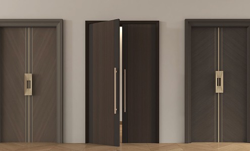 Modern double door combination entry door 3d model