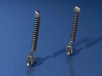 Durable Stainless Steel Coil Springs With Metal Hook Ends On Blue Background 3d model