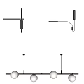 Modern Linear Chandelier With Metal Structure And Glass Balls For Contemporary Interior Design